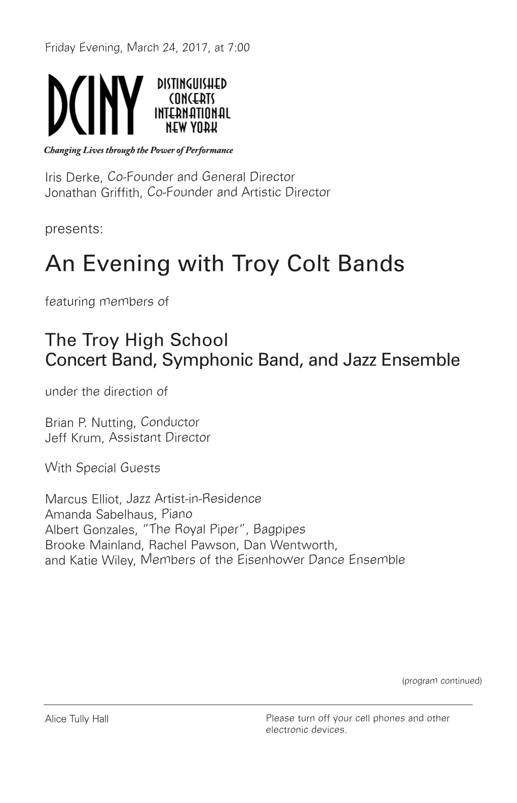 An Evening with Troy Colt Bands Featuring Members Of