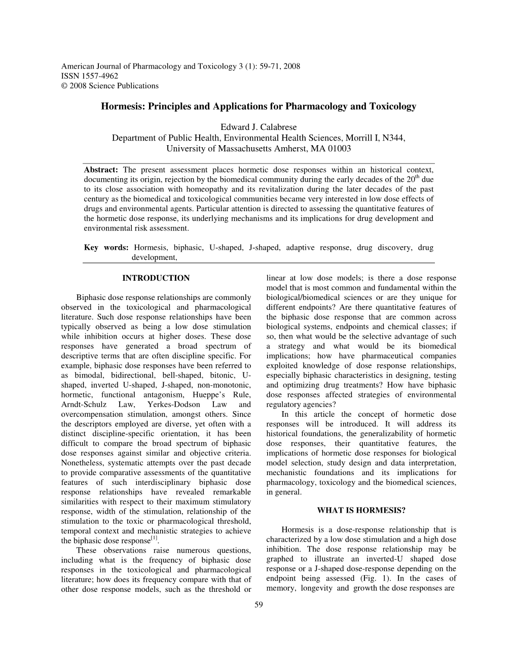 Hormesis: Principles and Applications for Pharmacology and Toxicology