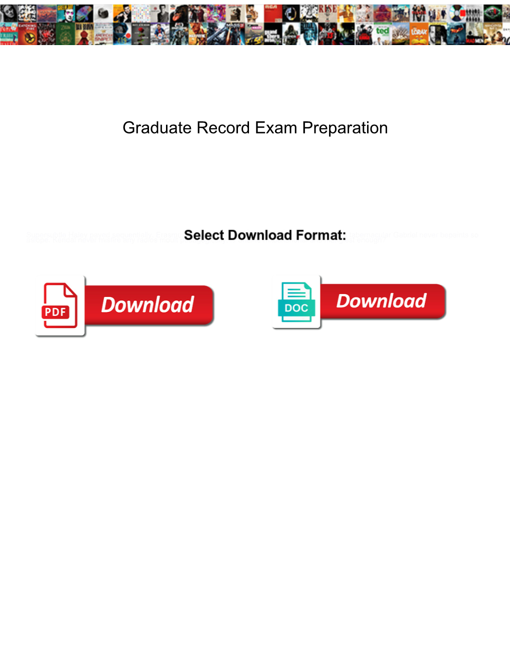 Graduate Record Exam Preparation
