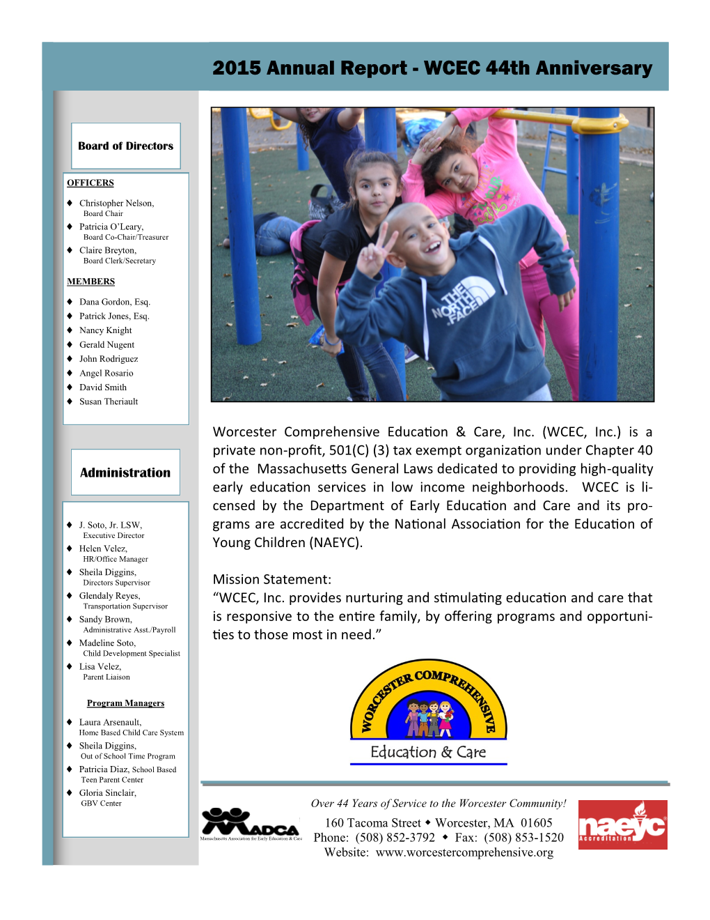 2015 Annual Report - WCEC 44Th Anniversary