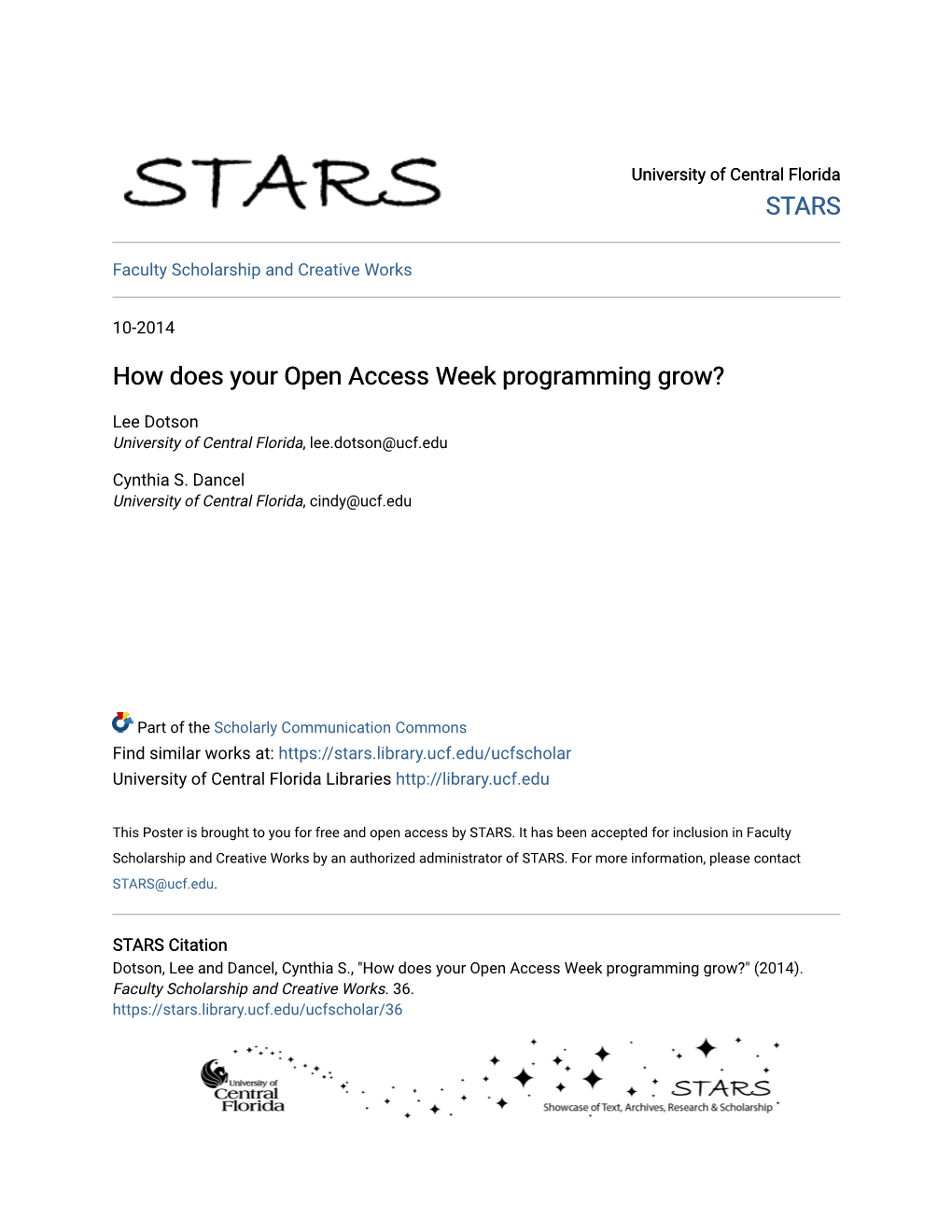 How Does Your Open Access Week Programming Grow?