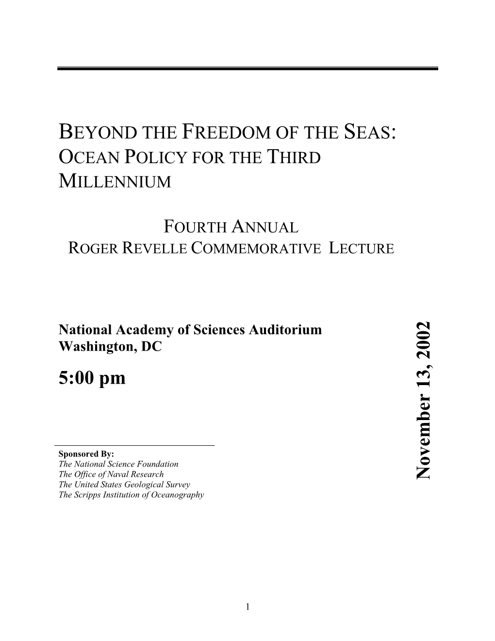 Roger Revelle Memorial Lecture