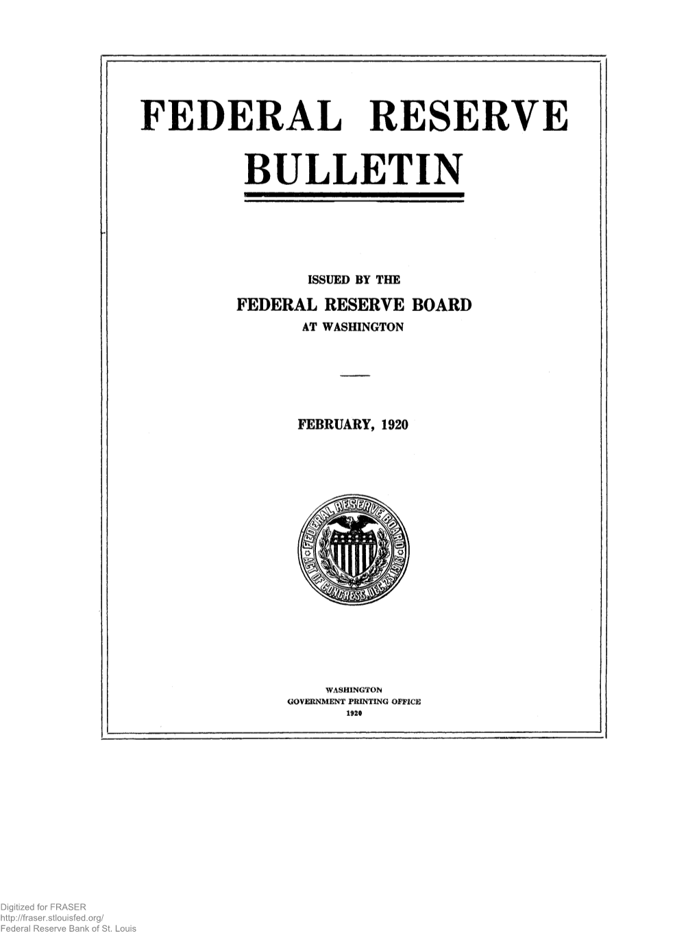 Federal Reserve Bulletin February 1920