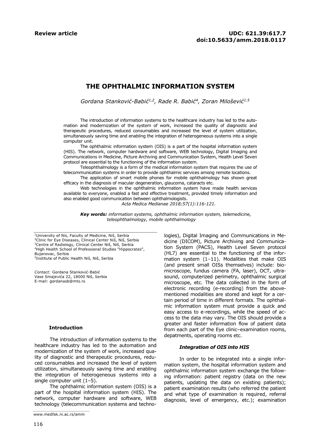 The Ophthalmic Information System