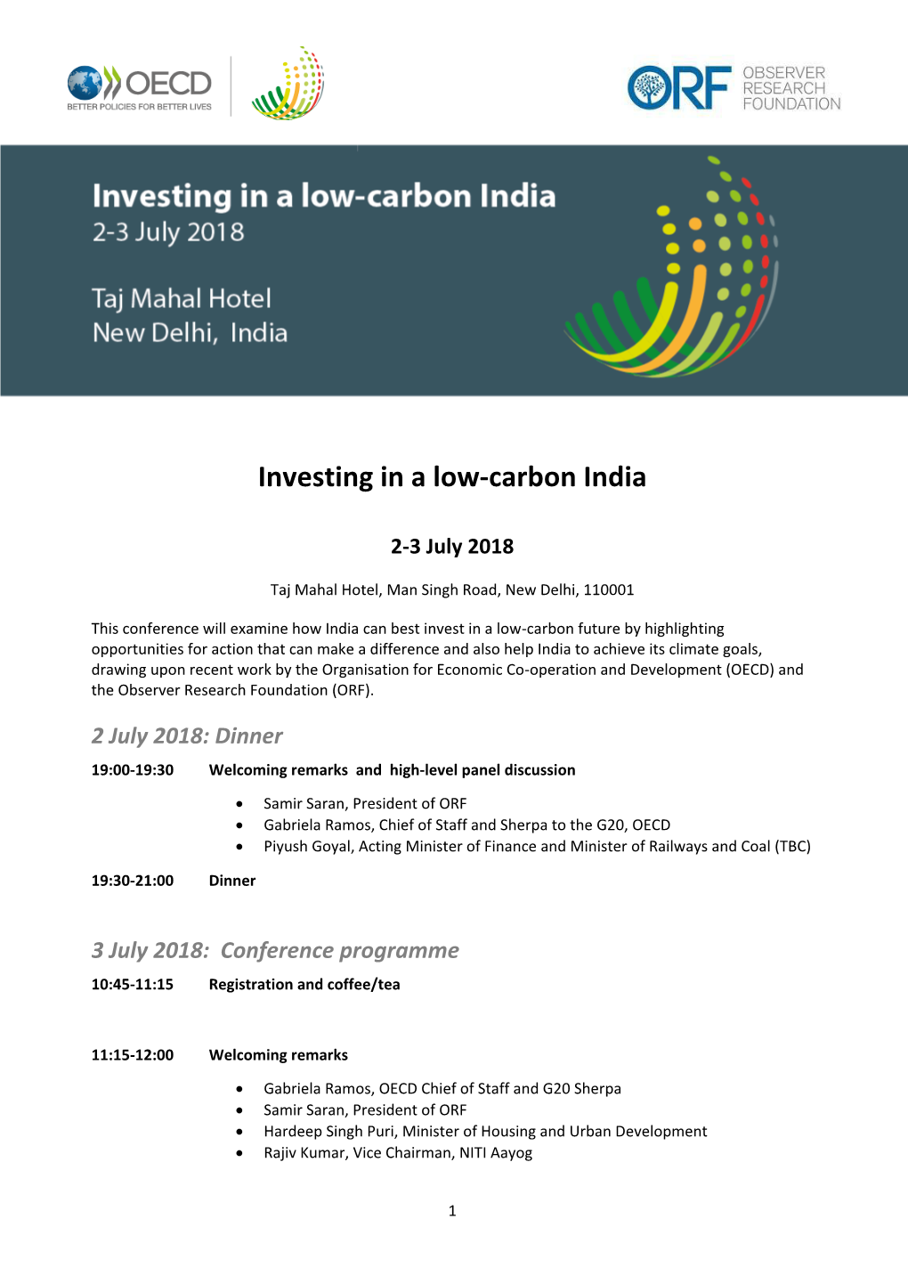 Investing in a Low-Carbon India