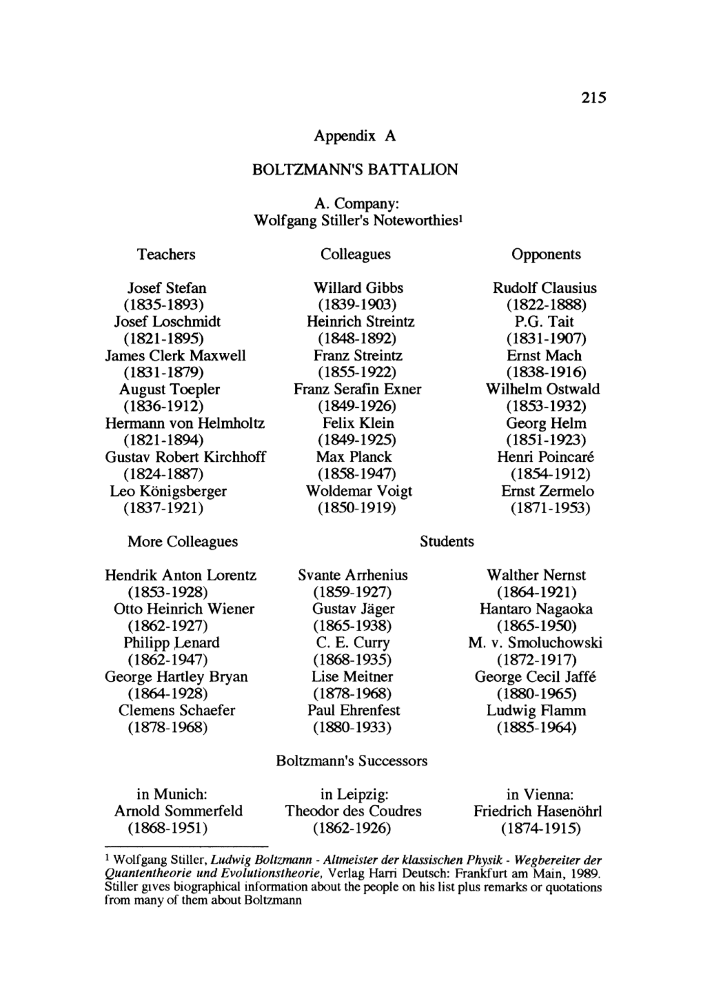 Appendix a BOLTZMANN's BATTALION A. Company: Wolfgang