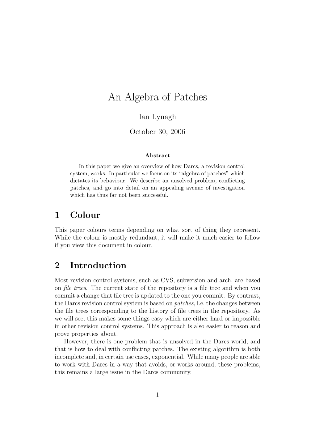 An Algebra of Patches