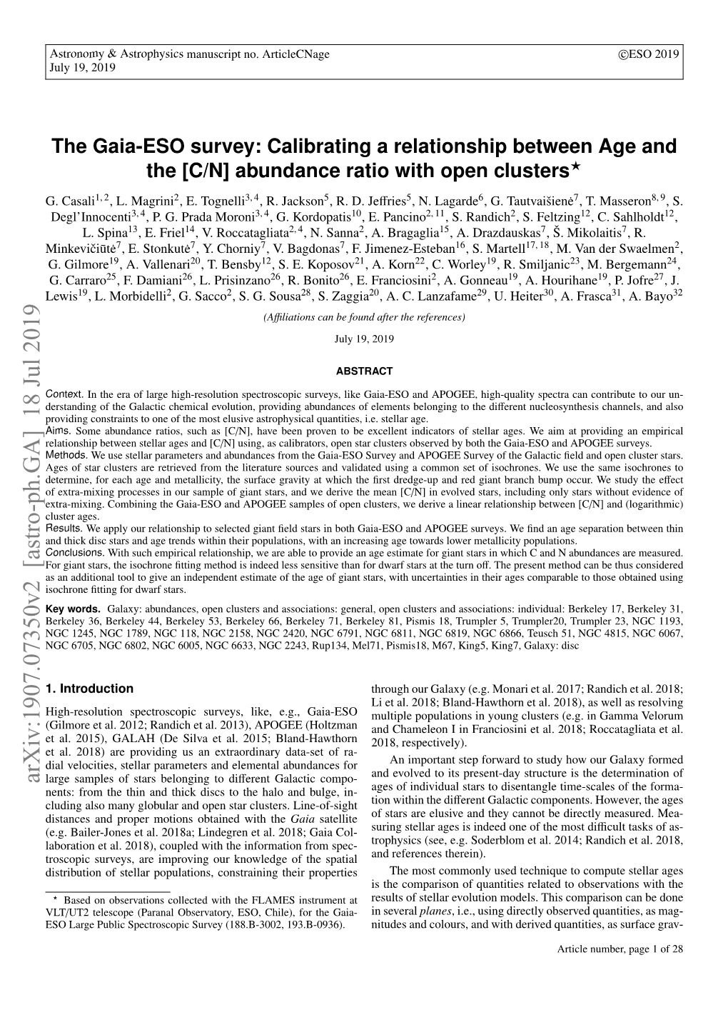 The Gaia-ESO Survey: Calibrating a Relationship Between Age and the [C/N] Abundance Ratio with Open Clusters?