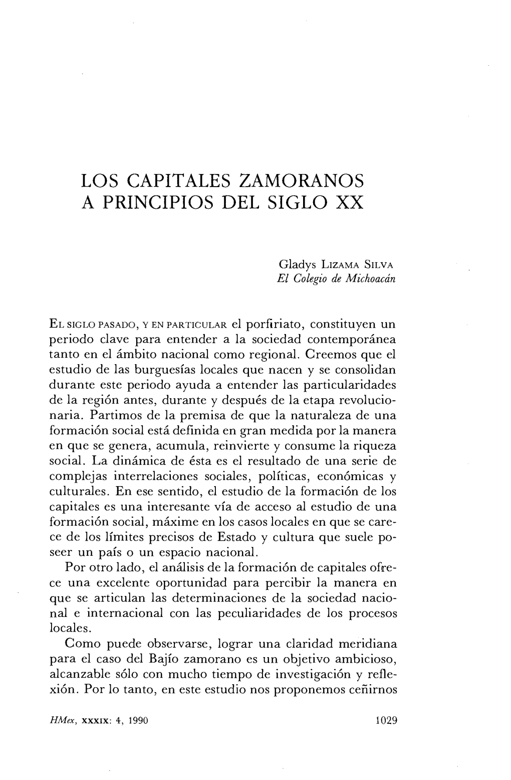 Los Capitales Zamoranos a Principios Del Siglo Xx