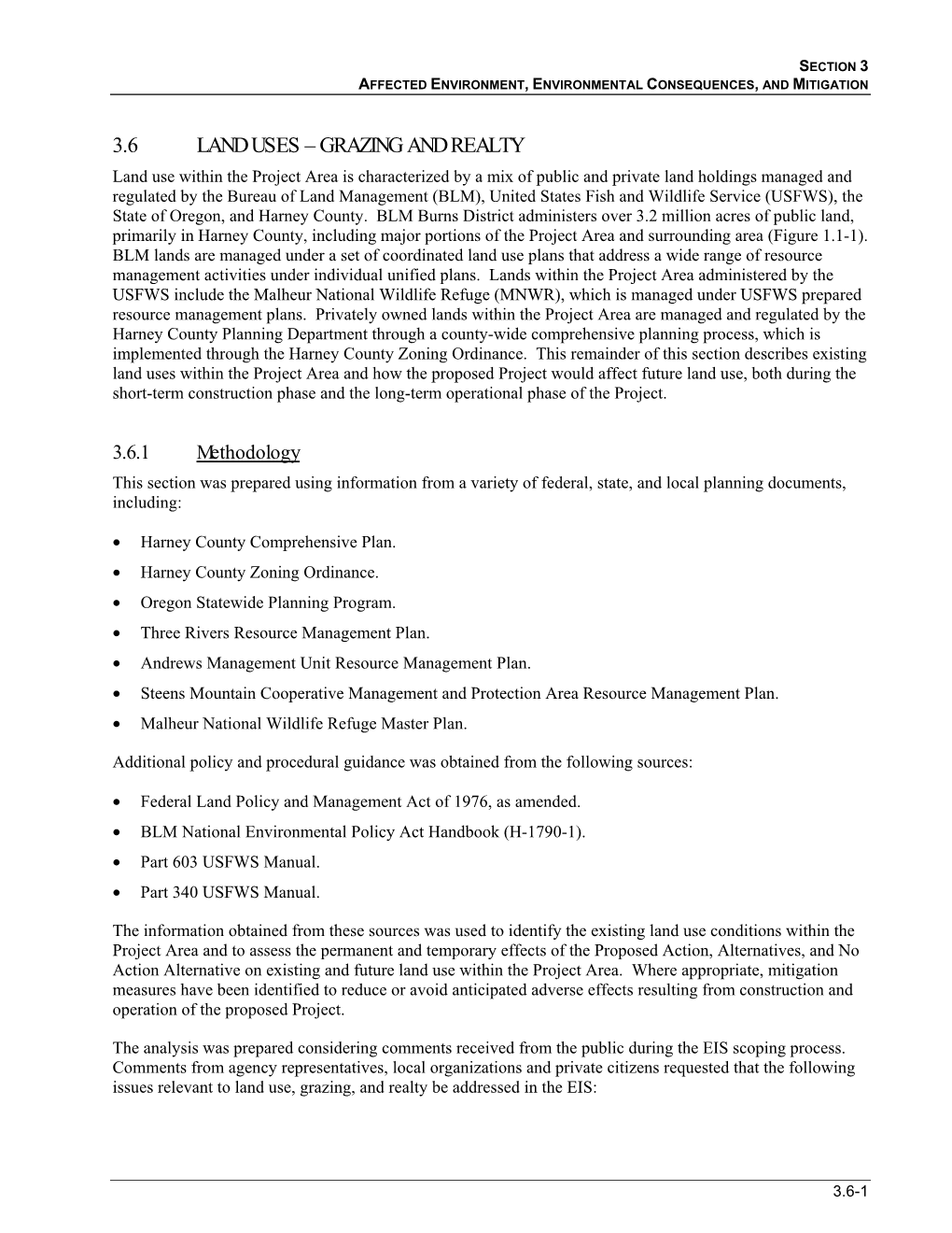 3.6 Land Uses – Grazing and Realty