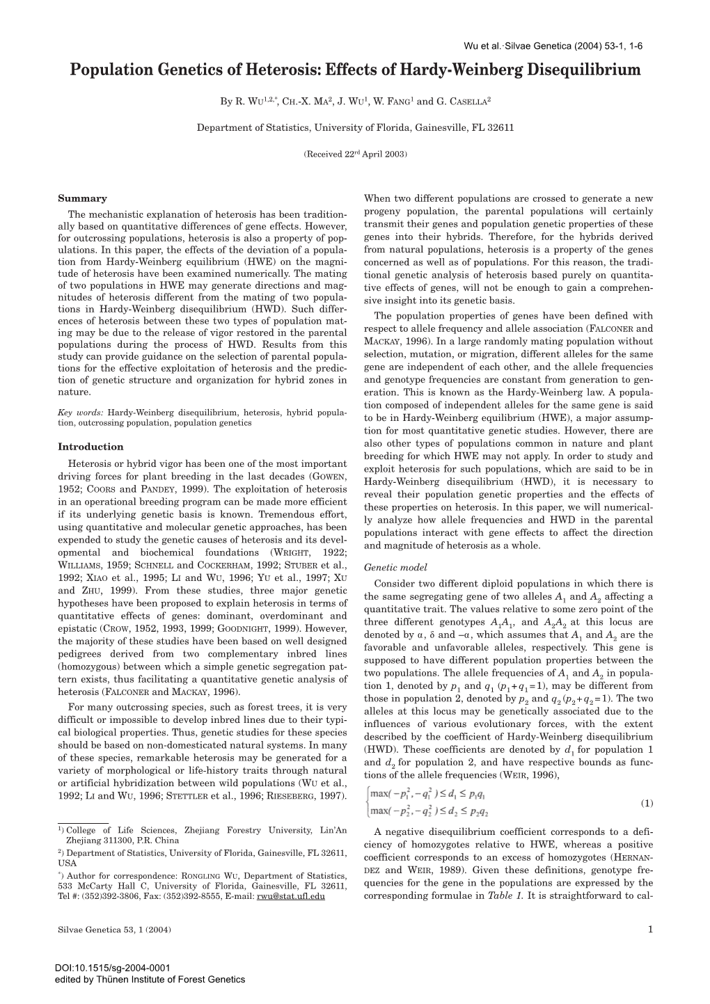 Population Genetics of Heterosis: Effects of Hardy-Weinberg Disequilibrium