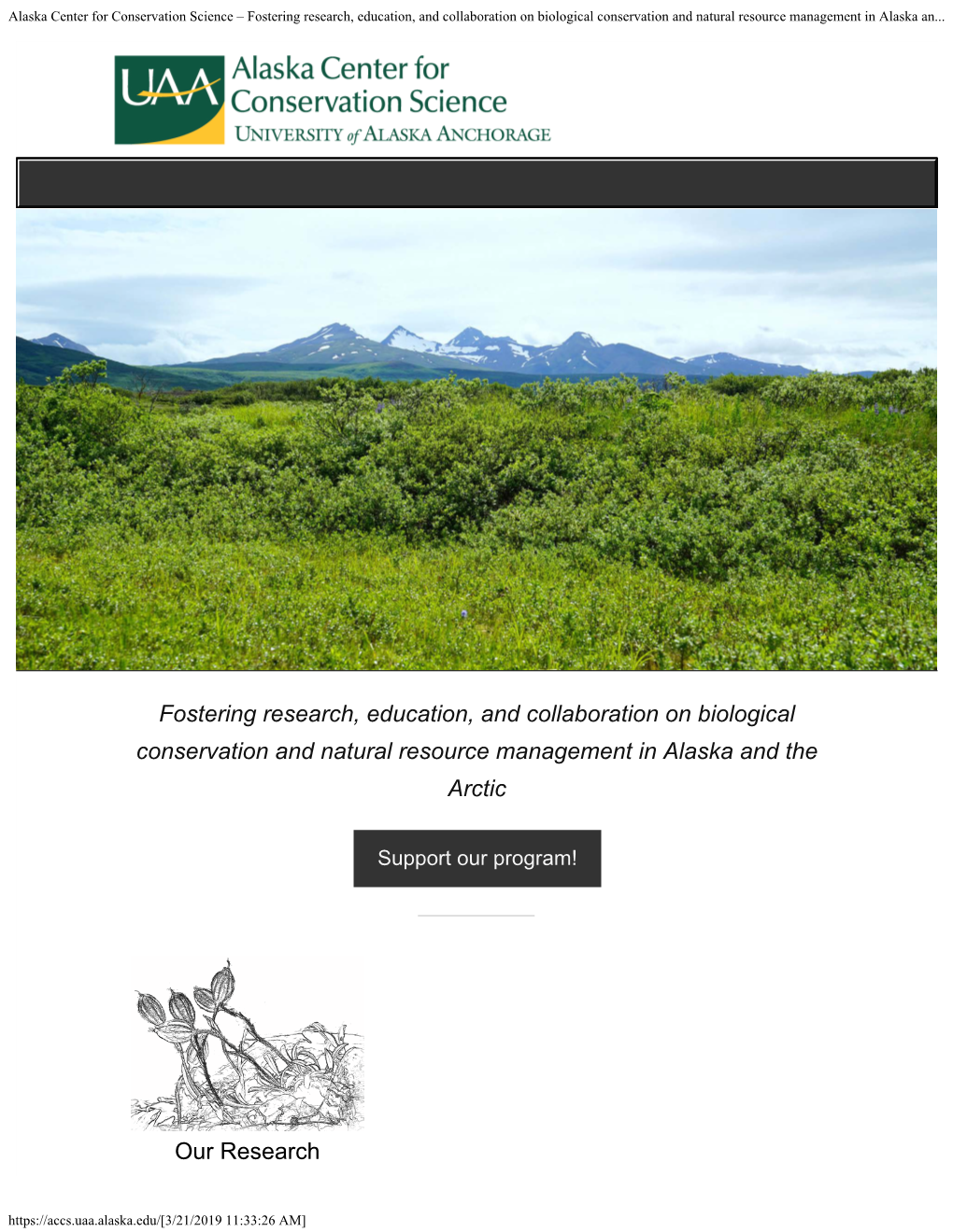 Alaska Center for Conservation Science – Fostering Research, Education, and Collaboration on Biological Conservation and Natural Resource Management in Alaska An