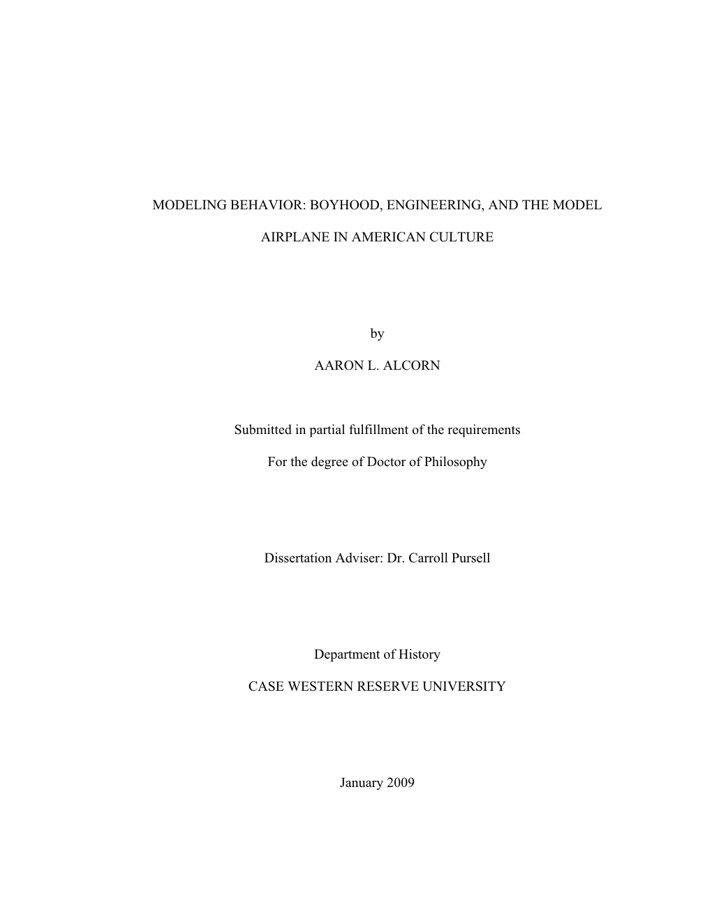 Boyhood, Engineering, and the Model Airplane in American Culture