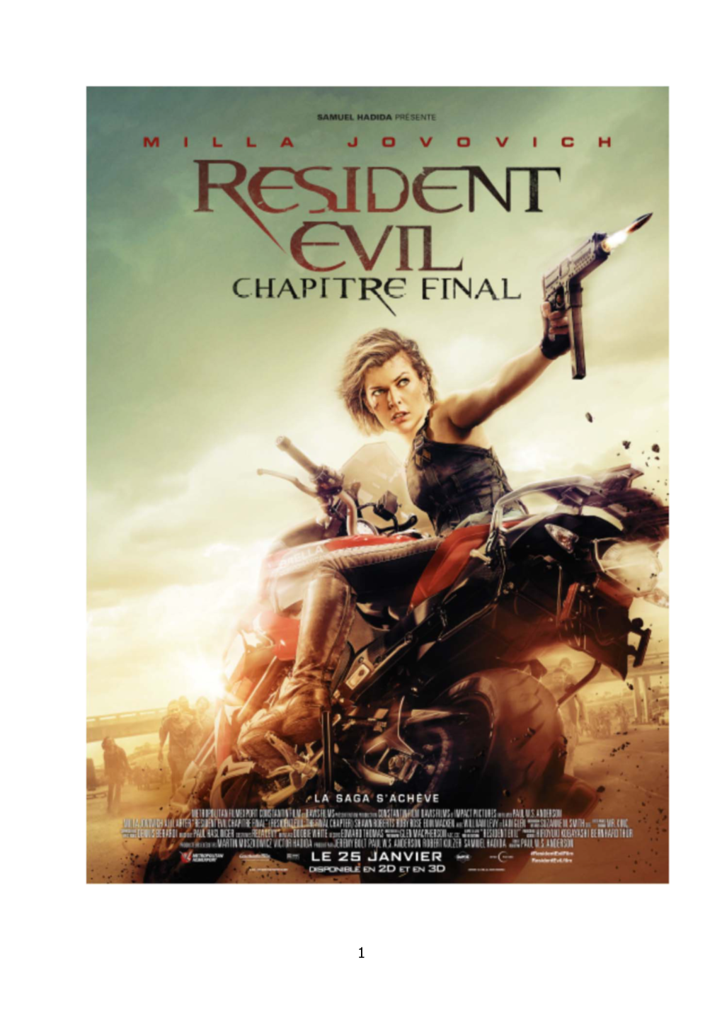 RESIDENT EVIL : CHAPITRE FINAL (Resident Evil : the Final Chapter)