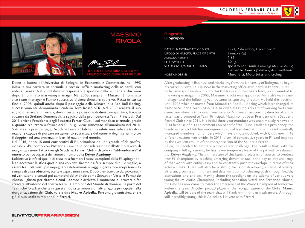 Massimo Rivola Was Appointed Minardi’S Vice Team- Vice Team-Manager E L’Anno Successivo Diviene Direttore Sportivo