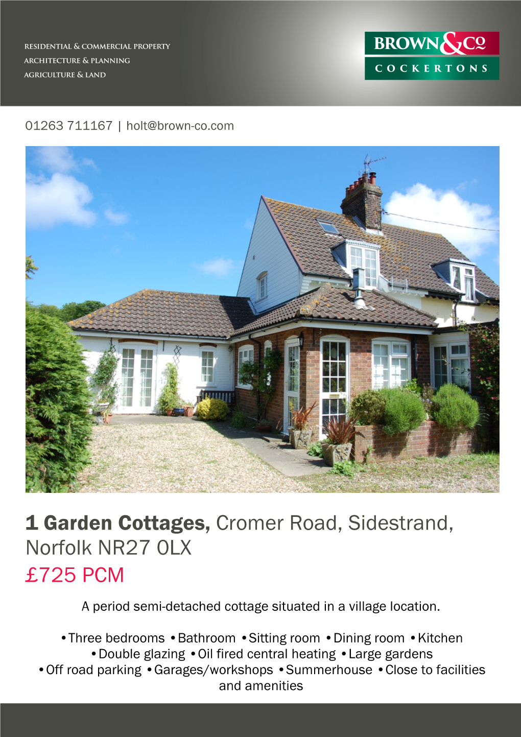 1 Garden Cottages, Cromer Road, Sidestrand, Norfolk NR27 0LX £725