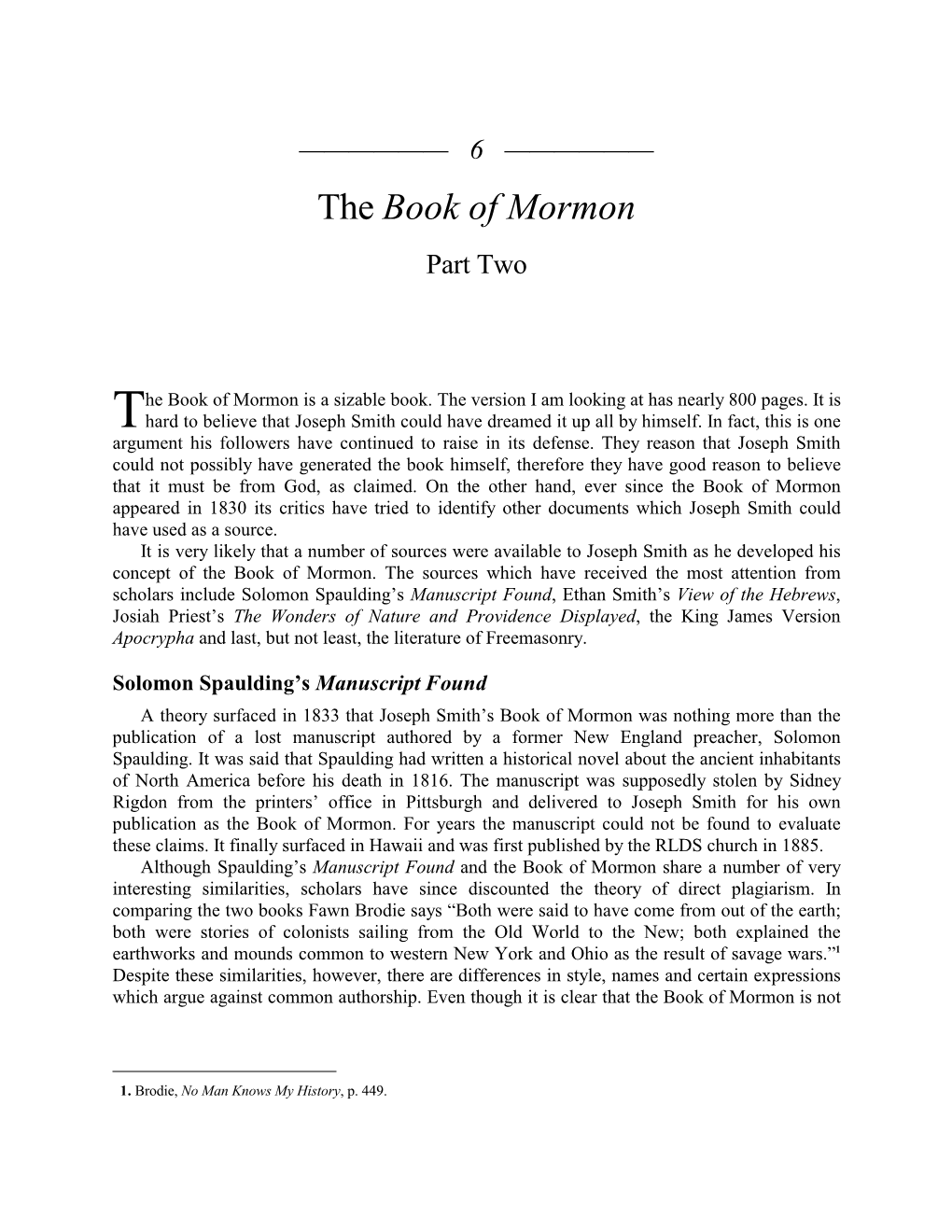 The Book of Mormon Part Two