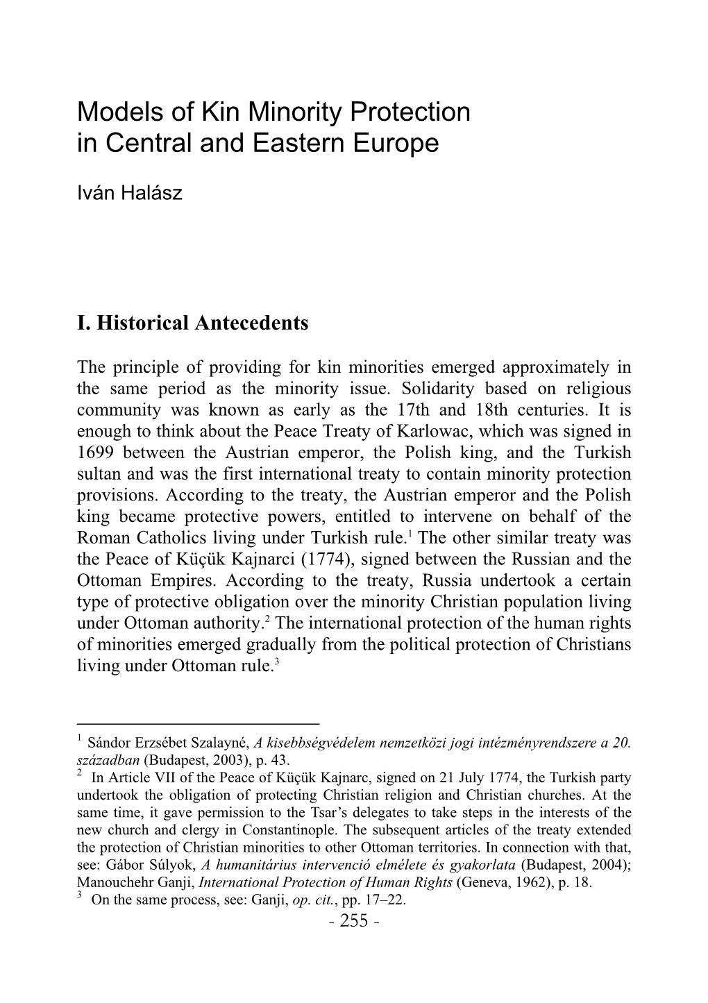Models of Kin Minority Protection in Central and Eastern Europe