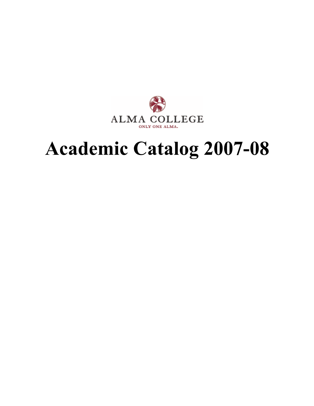 Academic Catalog 2007-08 | Alma College