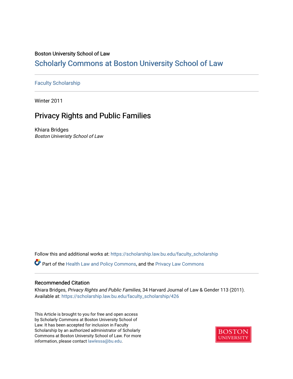 Privacy Rights and Public Families