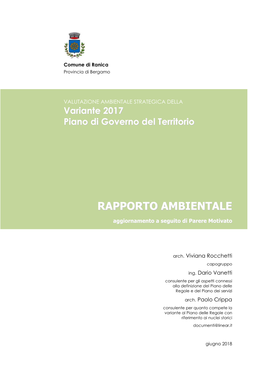 RAPPORTO AMBIENTALE Aggiornamento a Seguito Di Parere Motivato