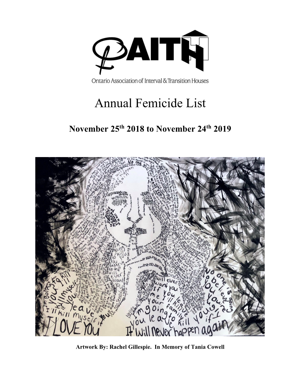 OAITH 2018-2019 Annual Femicide List