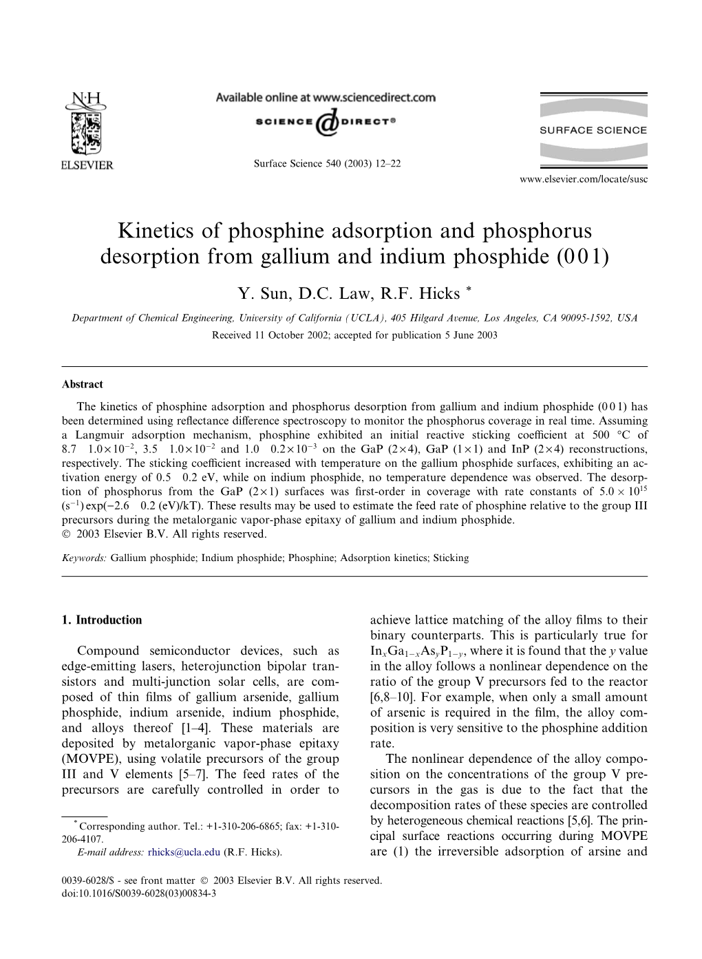 Kinetics of Phosphine Adsorption and Phosphorus Desorption from Gallium and Indium Phosphide (001)