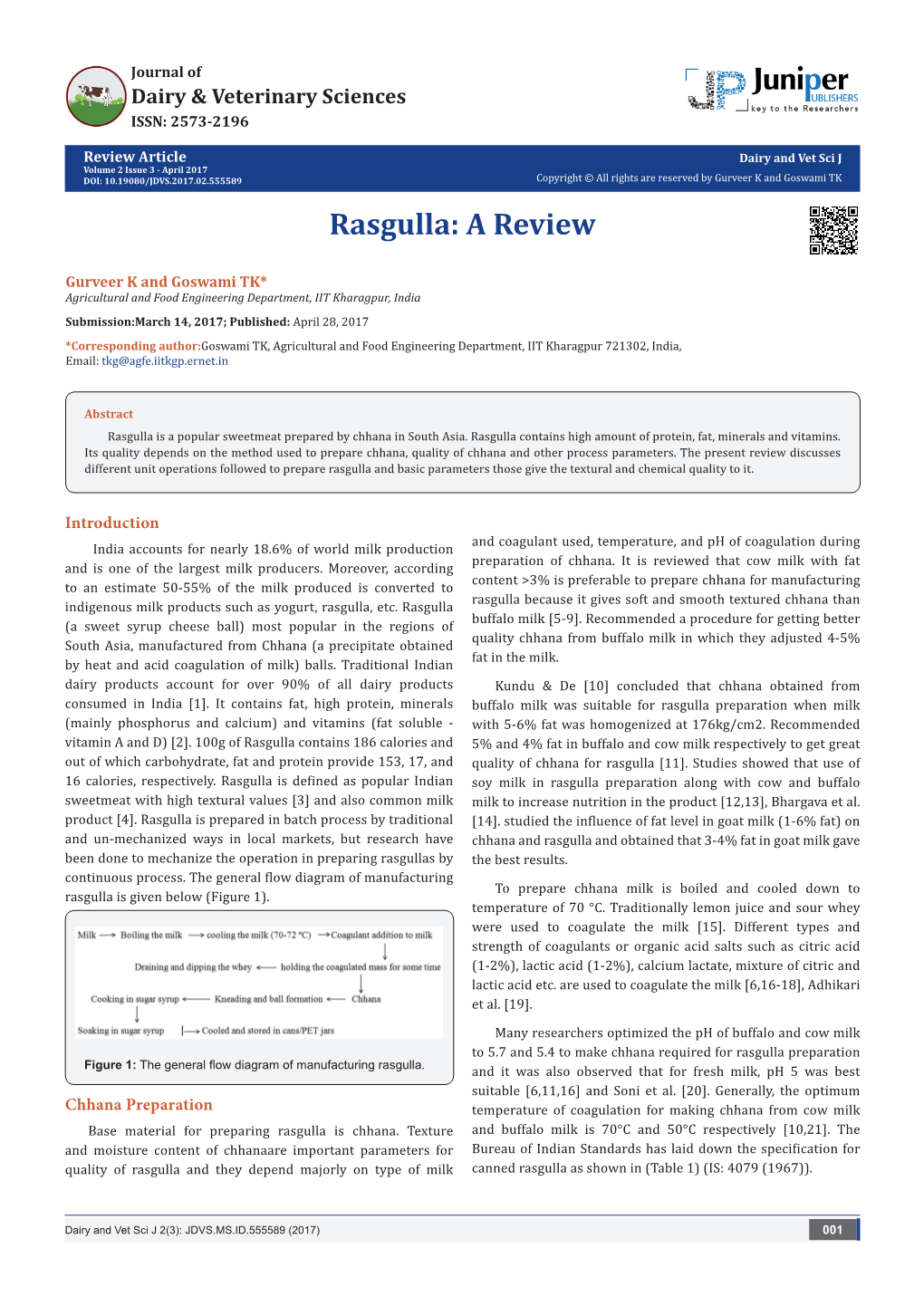 Rasgulla: a Review