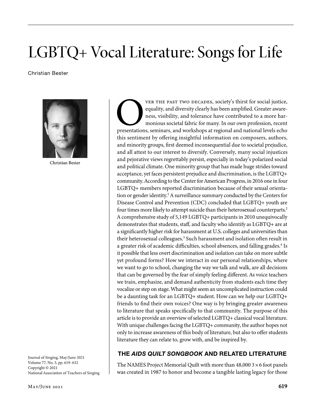 LGBTQ+ Vocal Literature: Songs for Life
