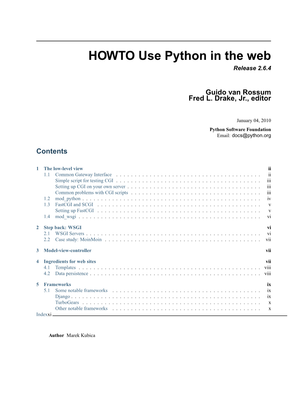 HOWTO Use Python in the Web Release 2.6.4