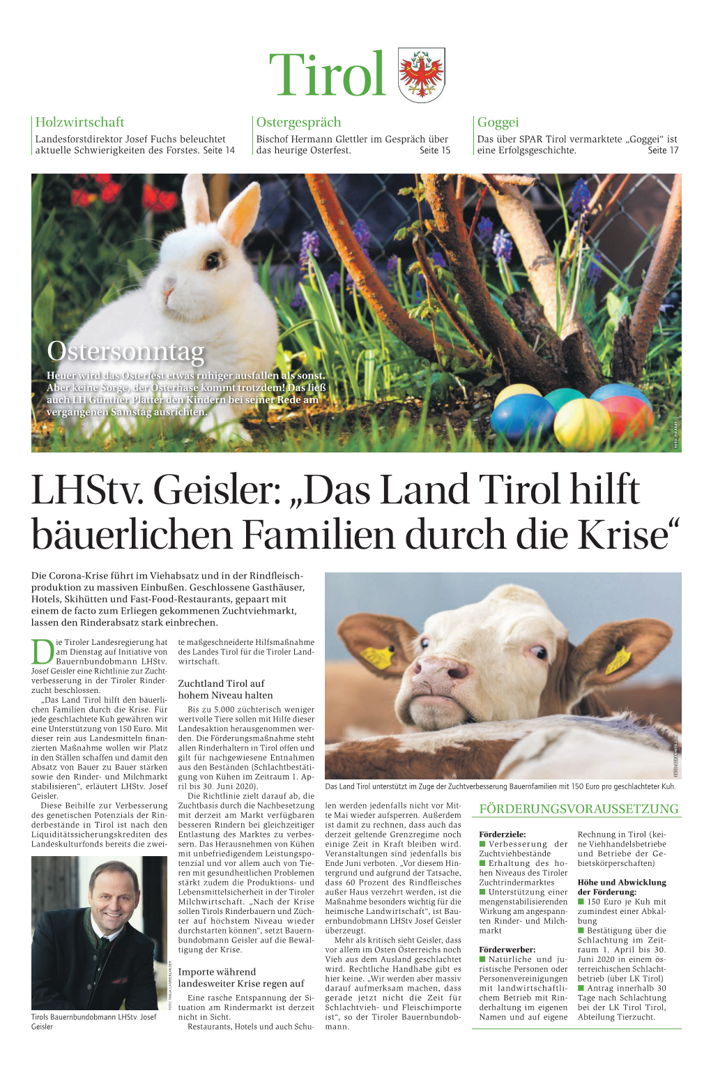 Lhstv. Geisler: „Das Land Tirol Hilft Bäuerlichen Familien Durch Die Krise“