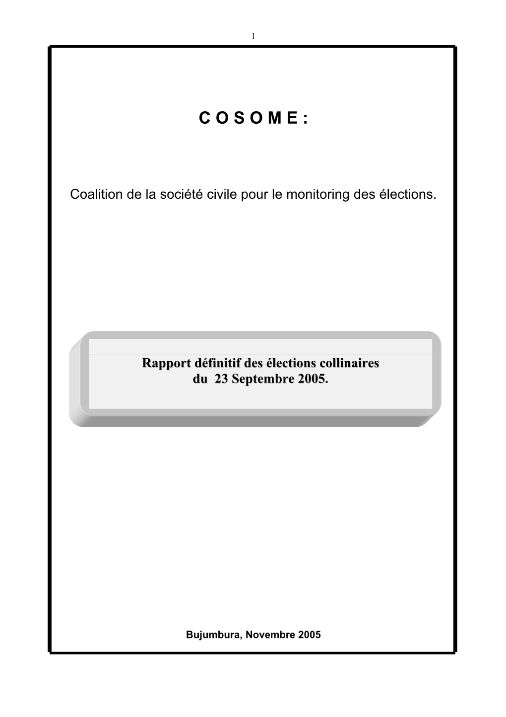 Rapport Définitif Des Élections Collinaires Du 23 Septembre 20055