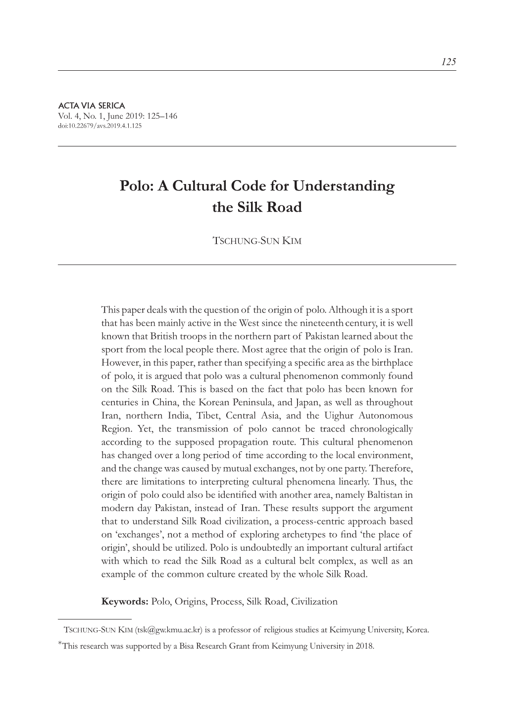 Polo: a Cultural Code for Understanding the Silk Road