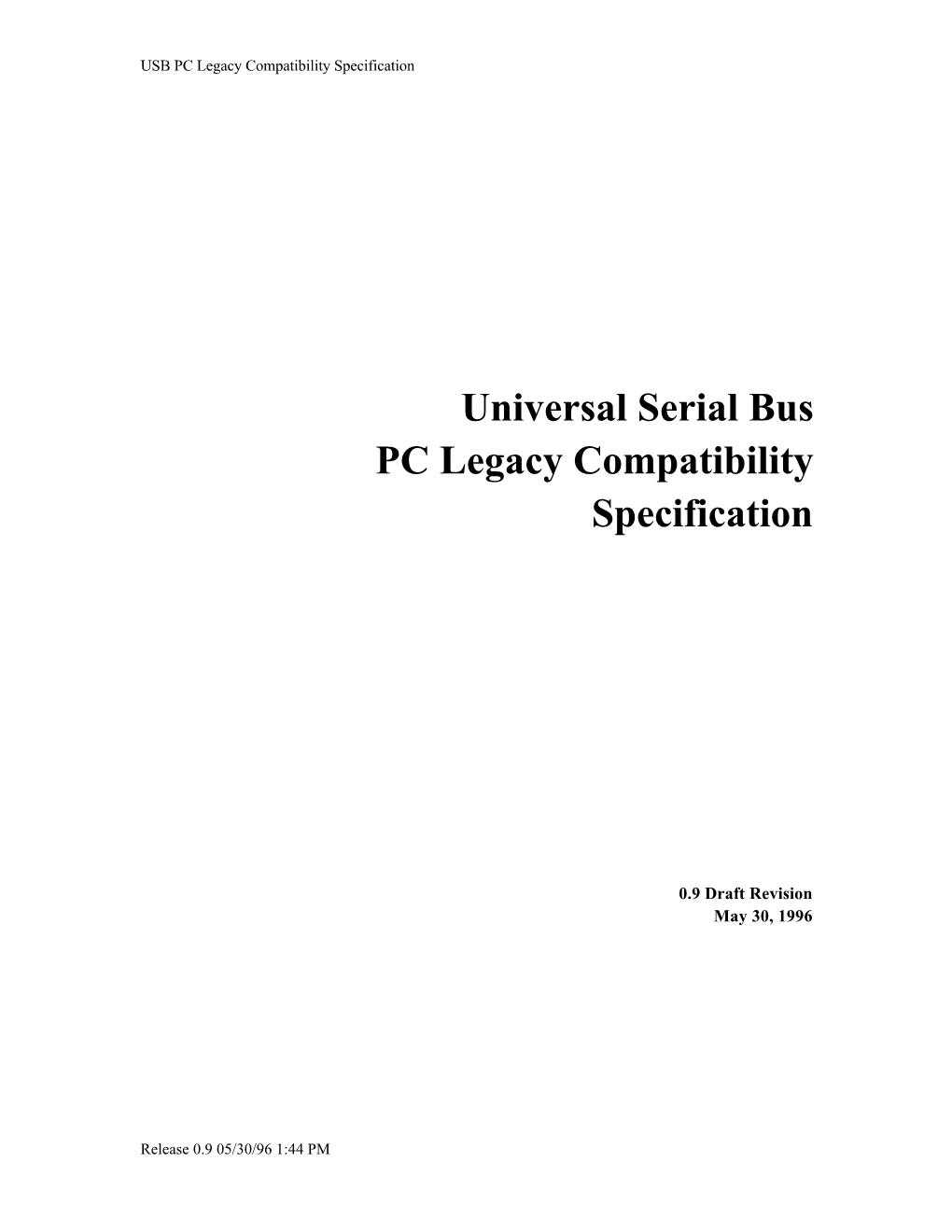 Universal Serial Bus PC Legacy Compatibility Specification