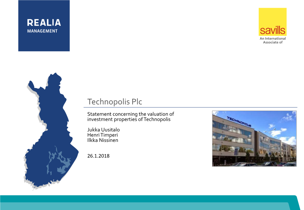 Statement Concerning the Valuation of Investment Properties of Technopolis