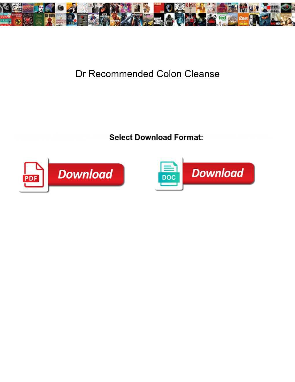 Dr Recommended Colon Cleanse