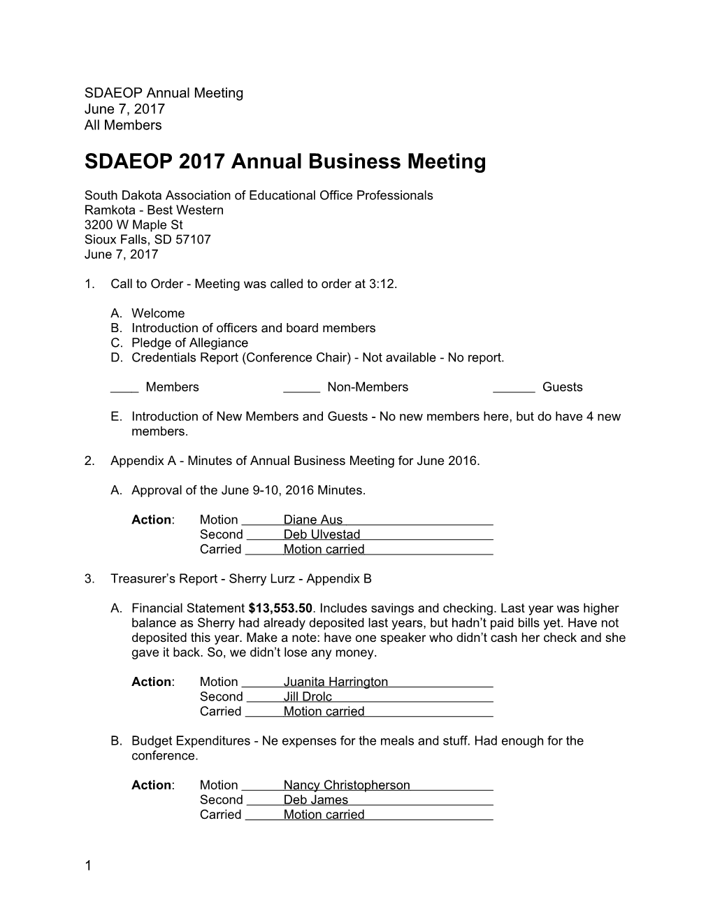 SDAEOP 2017 Annual Business Meeting