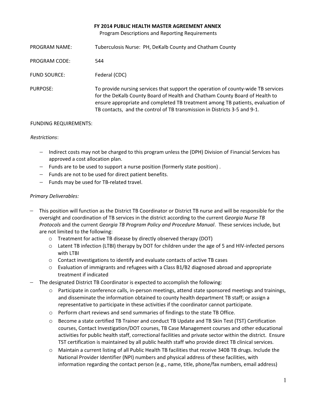 Fy 2010 Public Health Master Agreement Annex