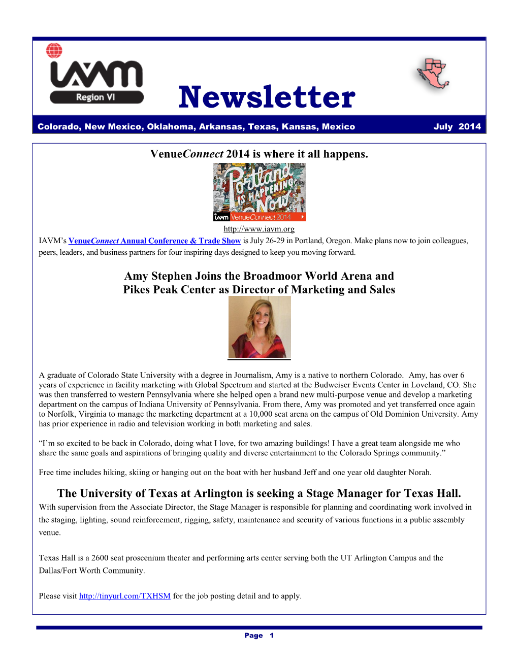 Newsletter Colorado, New Mexico, Oklahoma, Arkansas, Texas, Kansas, Mexico July 2014