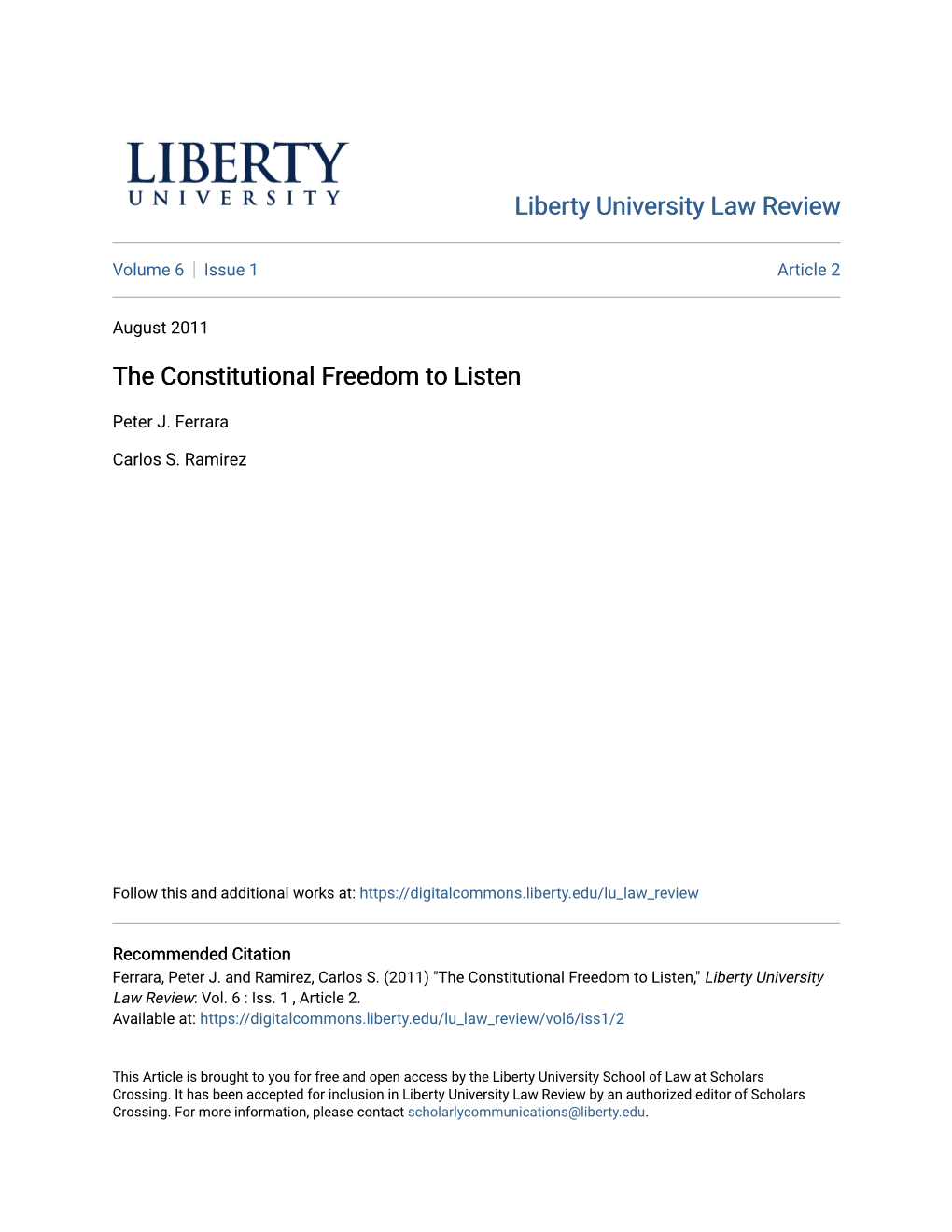 The Constitutional Freedom to Listen