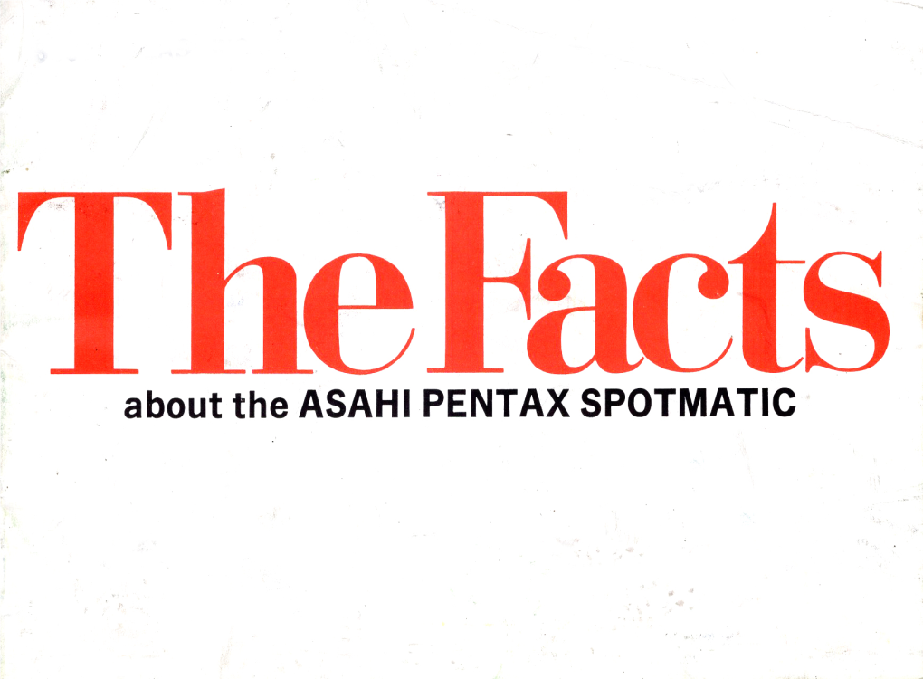 About the ASAHI PENTAX Spotmatle