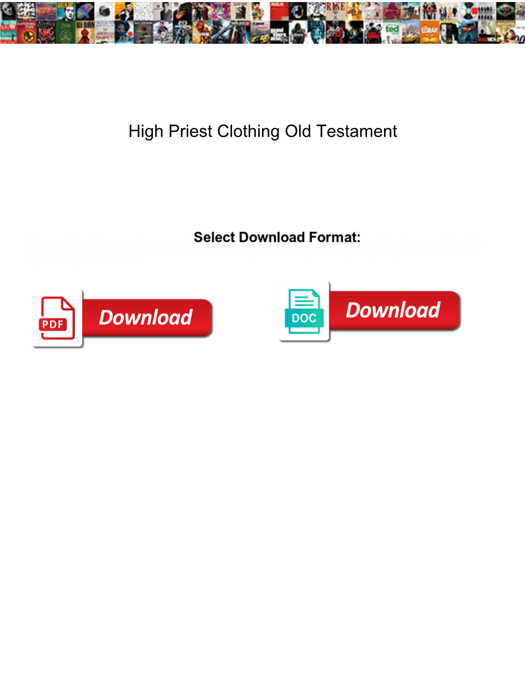 High Priest Clothing Old Testament
