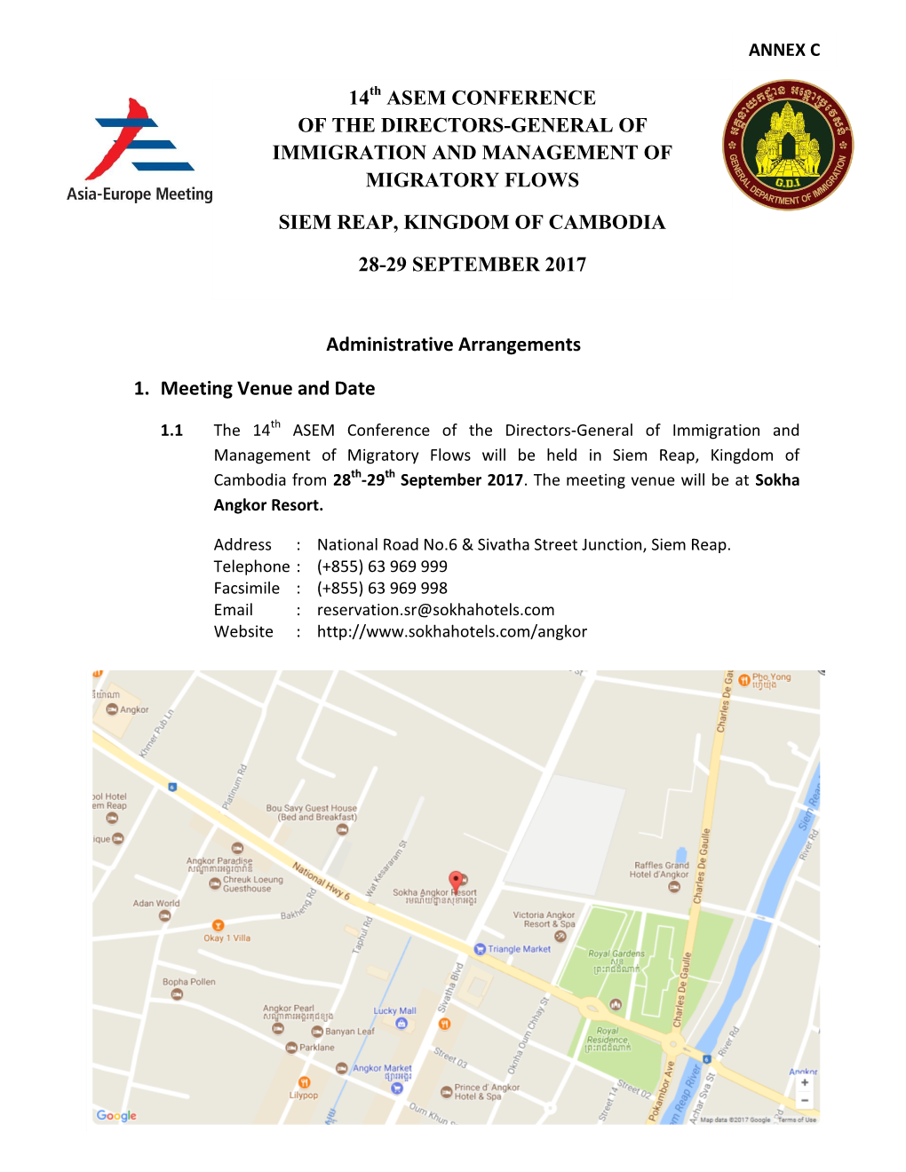 Administrative Arrangements 1. Meeting Venue and Date 14 ASEM