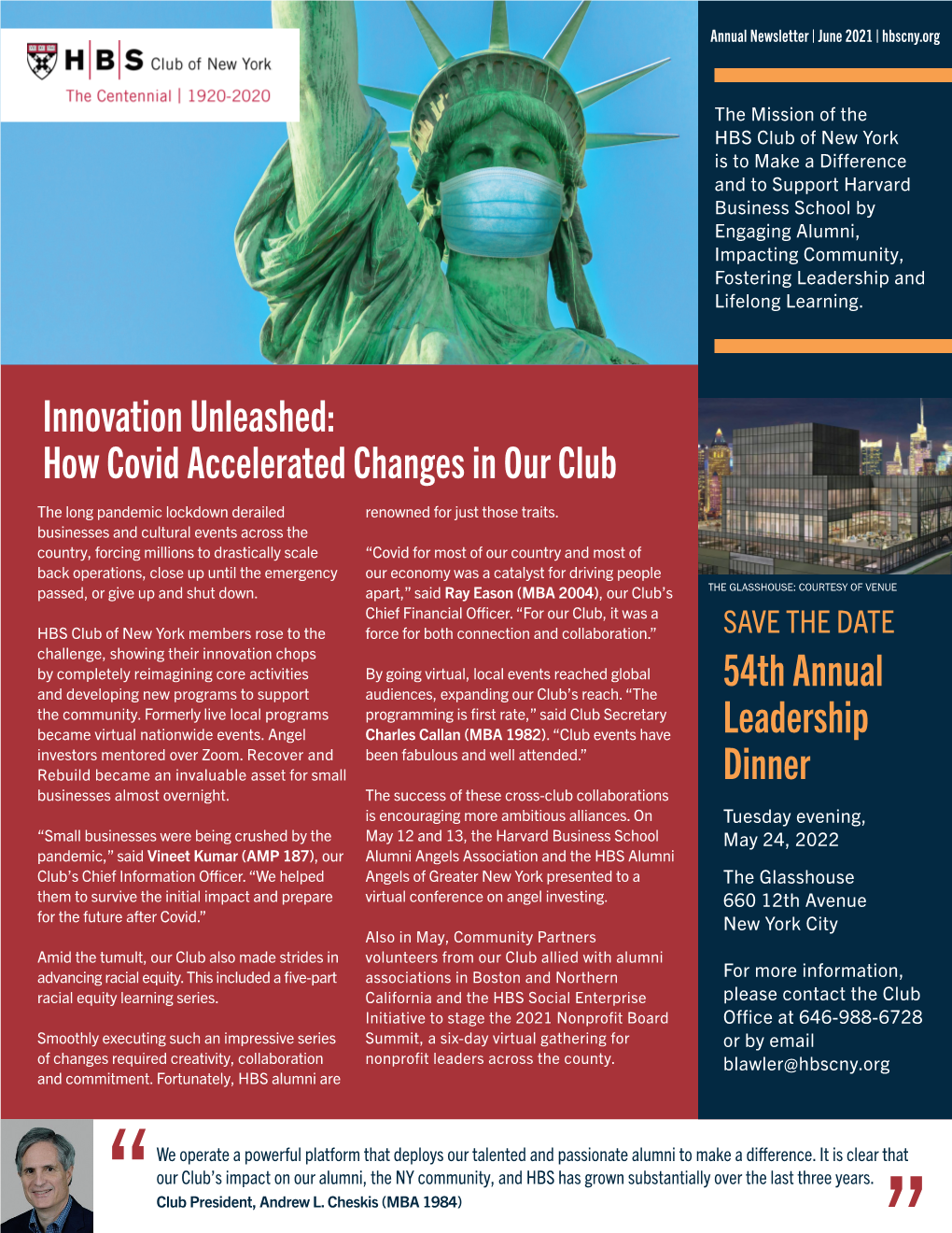 FY 21 HBS Club NY Annual Newsletter