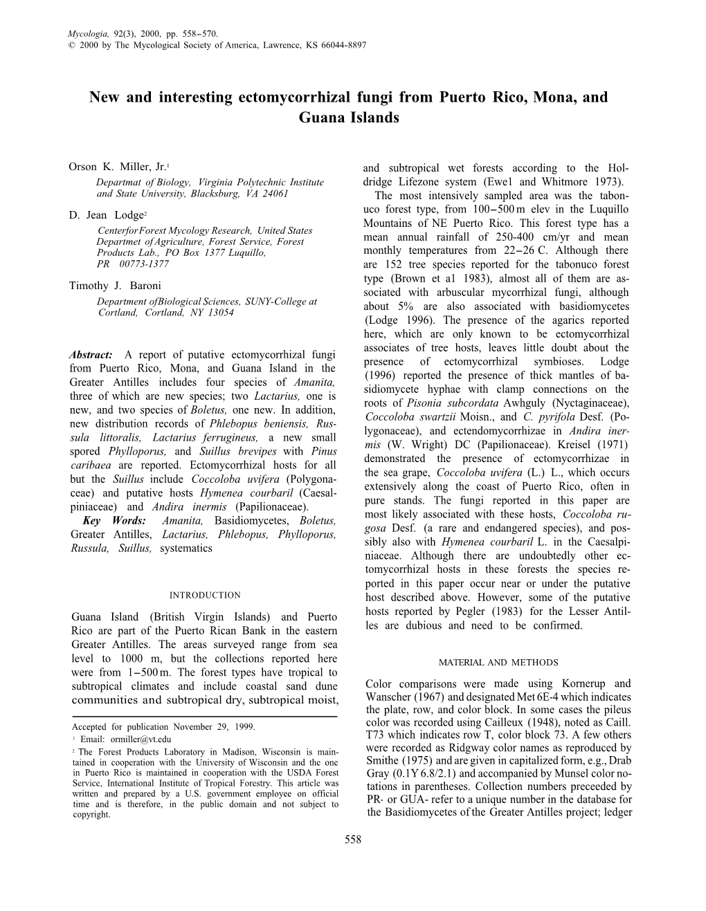 New and Interesting Ectomycorrhizal Fungi from Puerto Rico, Mona, and Guana Islands