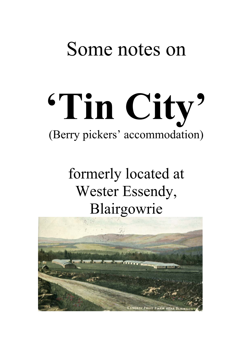 Tin City’ (Berry Pickers’ Accommodation)