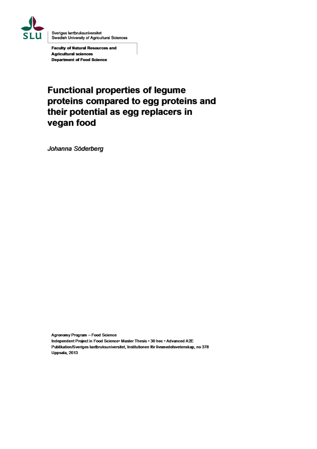 5. Functional Properties of Soy and Pea Protein