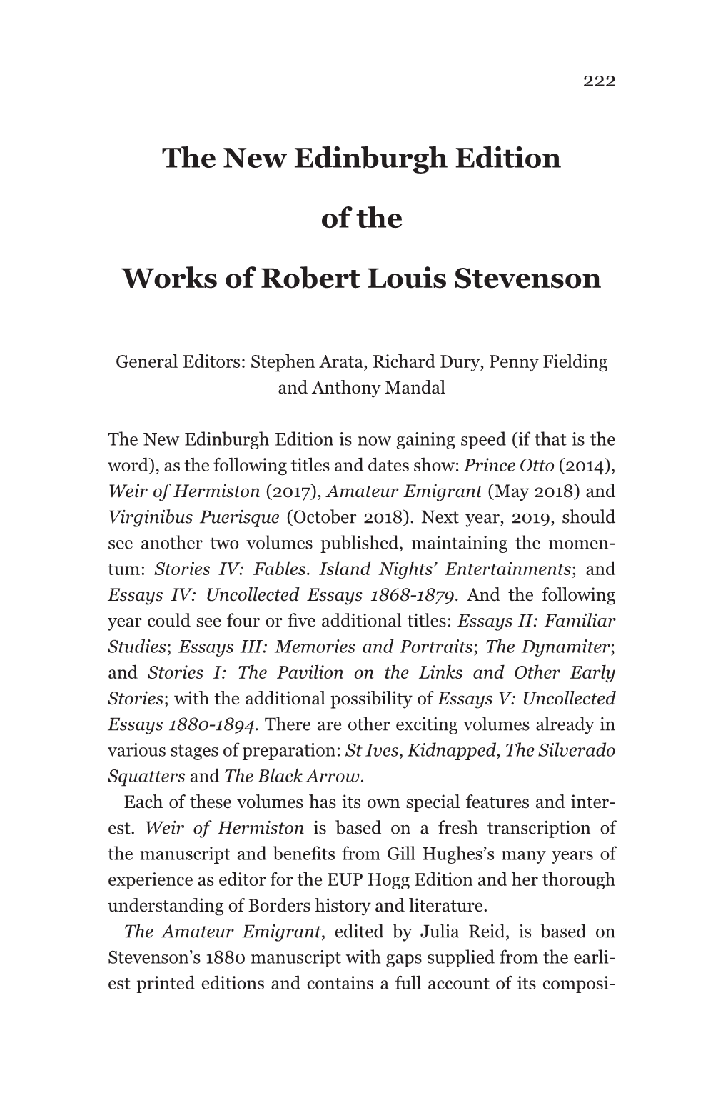 The New Edinburgh Edition of the Works of Robert Louis Stevenson