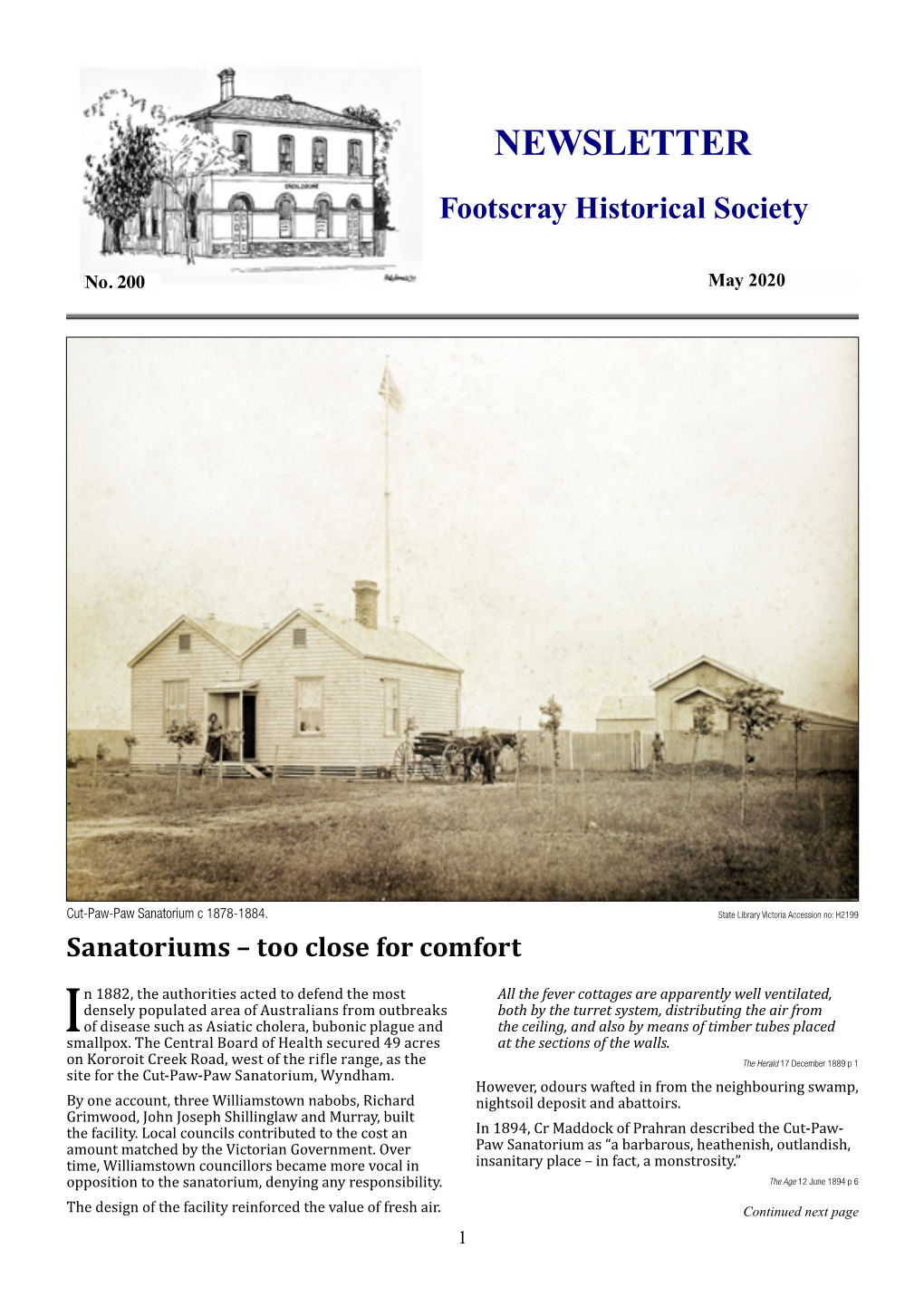 NEWSLETTER Footscray Historical Society