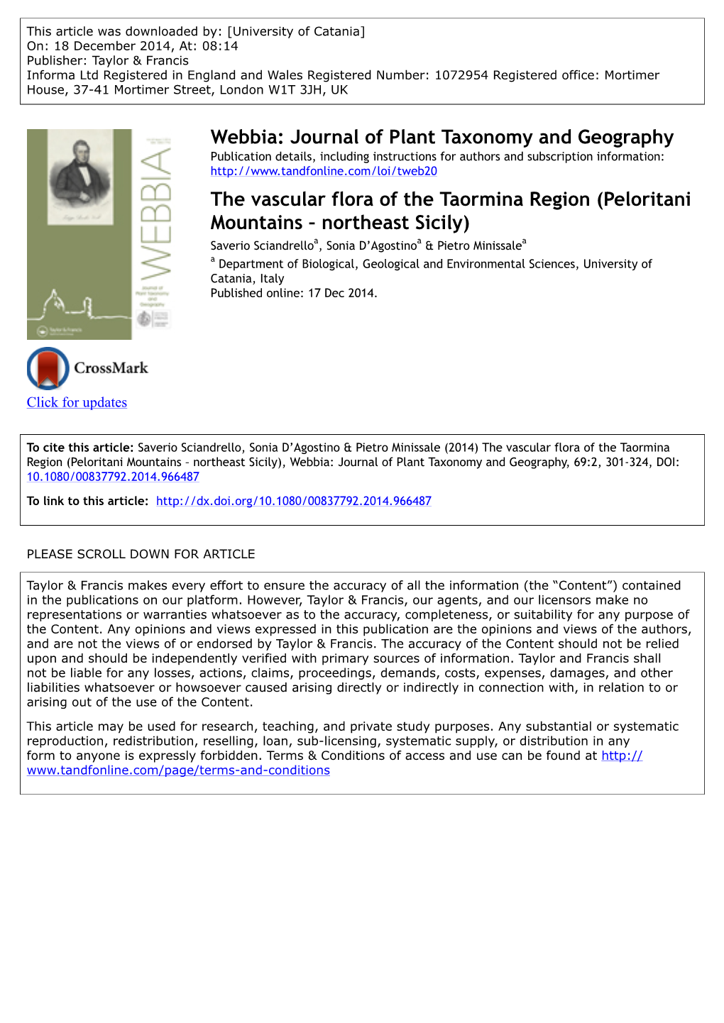 The Vascular Flora of the Taormina Region